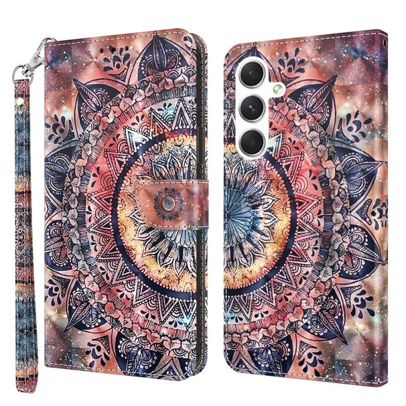 Leren Hoesje Samsung Galaxy S24 Plus 5g Mandala Roodtinten Met Bandje