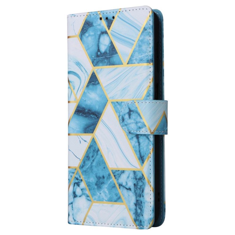 Leren Hoesje Samsung Galaxy S24 Plus 5g Marmerprint Met Band