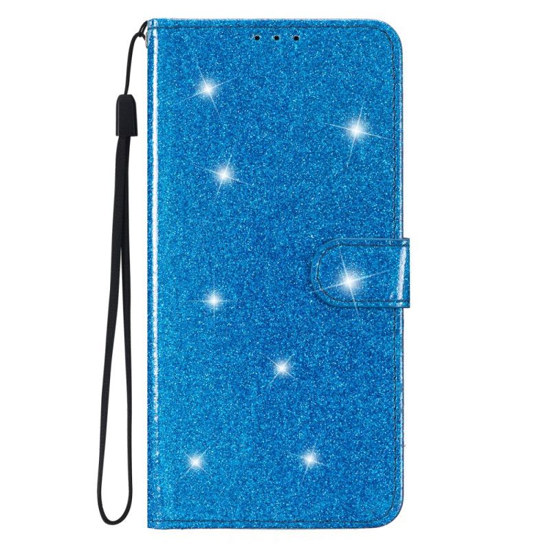 Leren Hoesje Samsung Galaxy S24 Plus 5g Pailletten Met Bandjes Bescherming Hoesje