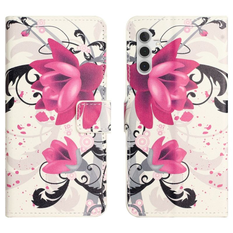 Leren Hoesje Samsung Galaxy S24 Plus 5g Tropische Bloemen Bescherming Hoesje