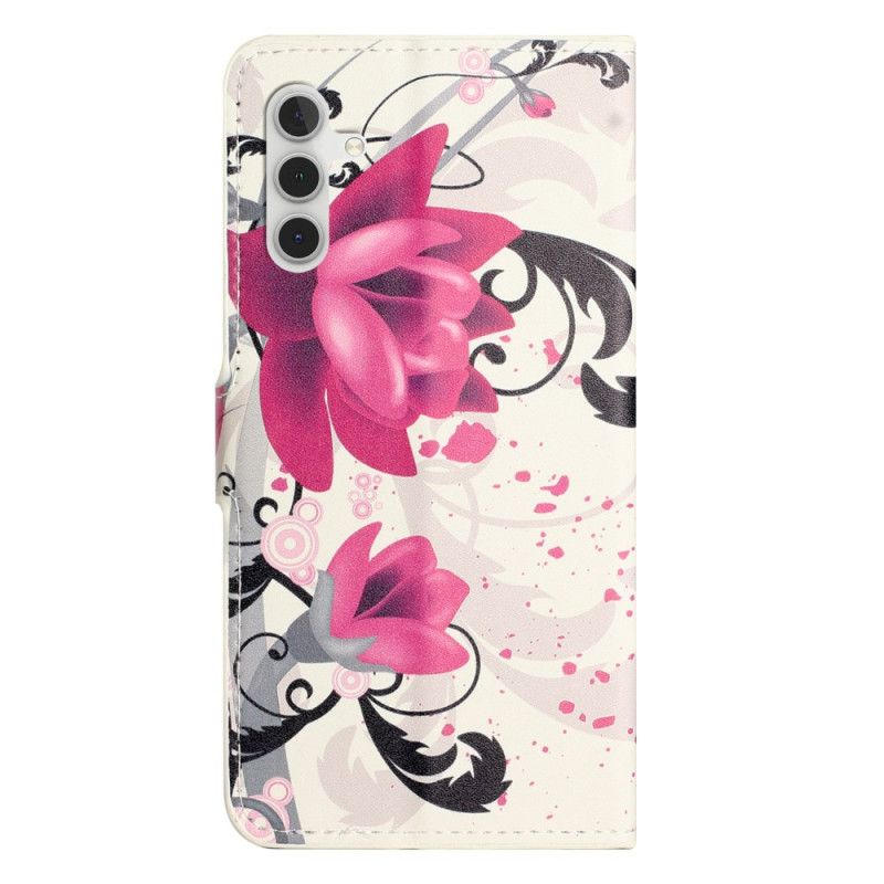 Leren Hoesje Samsung Galaxy S24 Plus 5g Tropische Bloemen Bescherming Hoesje