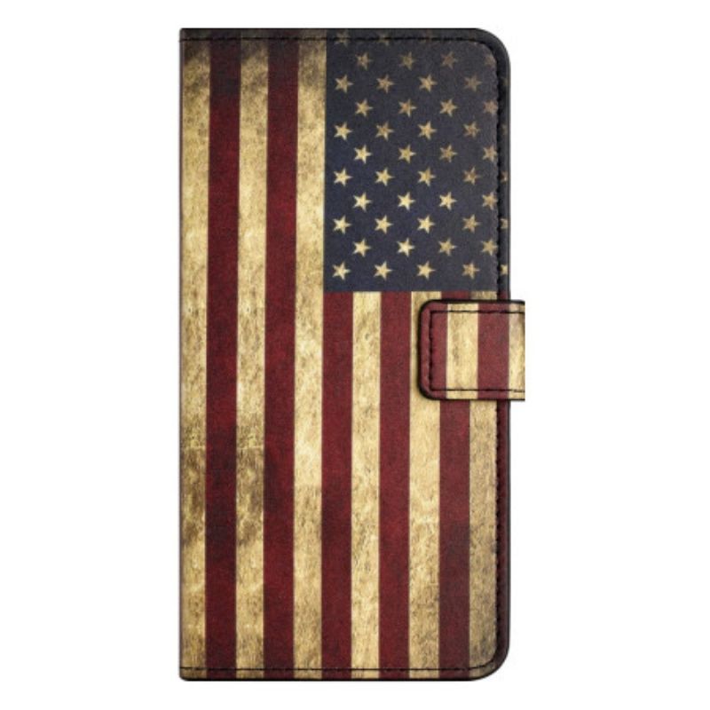 Leren Hoesje Samsung Galaxy S24 Plus 5g Vintage Amerikaanse Vlag