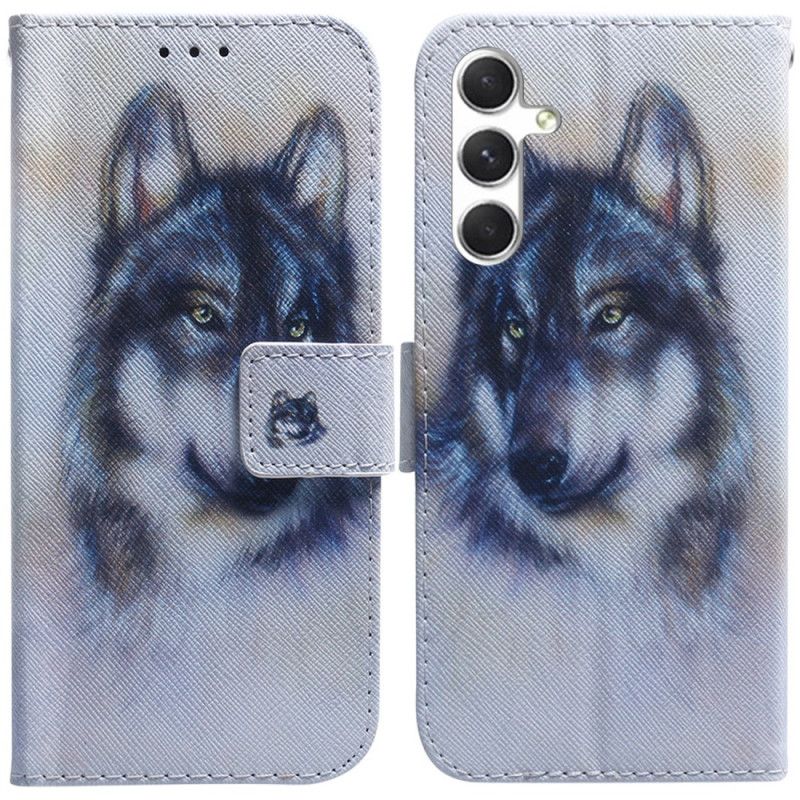 Leren Hoesje Voor Samsung Galaxy S24 Plus 5g Aquarelwolf