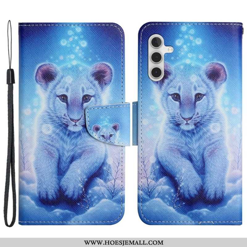 Leren Hoesje Voor Samsung Galaxy S24 Plus 5g Luipaardpatroon Met Riempje