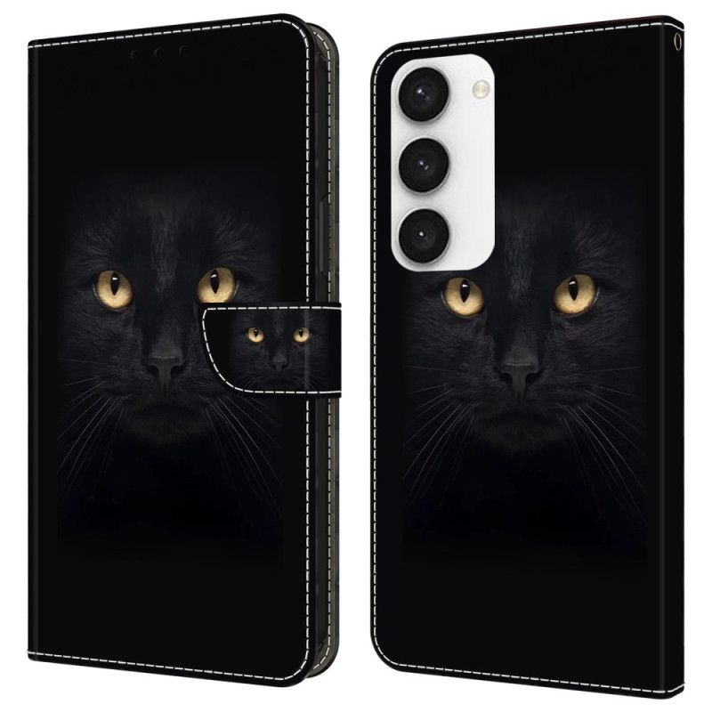 Leren Hoesje Voor Samsung Galaxy S24 Plus 5g Zwarte Kat