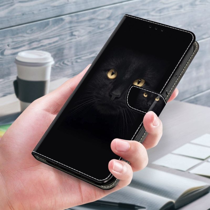 Leren Hoesje Voor Samsung Galaxy S24 Plus 5g Zwarte Kat