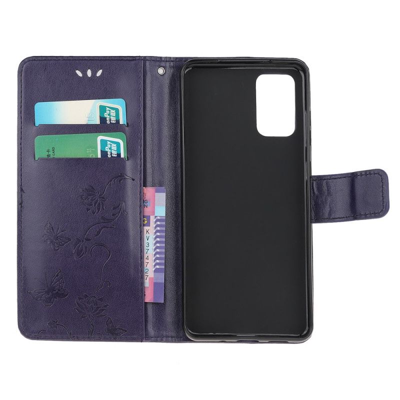 Cover Folio-hoesje Samsung Galaxy S20 Grijs Zwart Telefoonhoesje Betoverde Vlinders