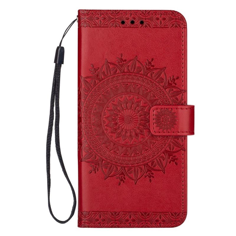 Cover Folio-hoesje Samsung Galaxy S20 Rood Grijs Telefoonhoesje Buitengewone Mandala Met String