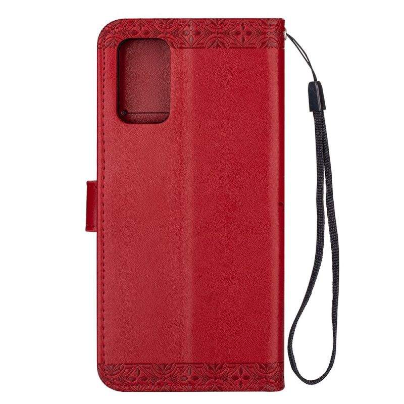 Cover Folio-hoesje Samsung Galaxy S20 Rood Grijs Telefoonhoesje Buitengewone Mandala Met String