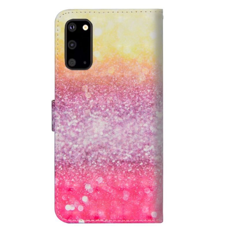 Cover Folio-hoesje Samsung Galaxy S20 Telefoonhoesje Verloop Magenta Glitter