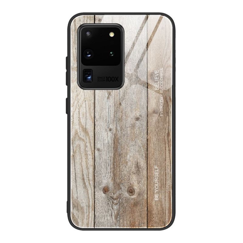 Cover Hoesje Samsung Galaxy S20 Grijs Zwart Telefoonhoesje Designglas Van Gehard Hout