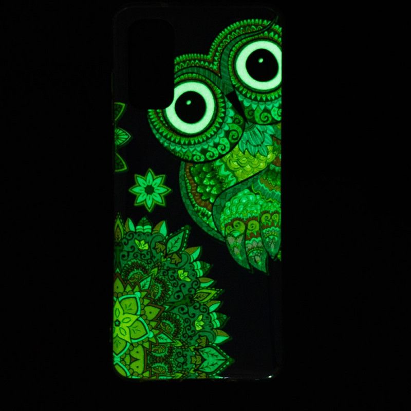 Cover Hoesje Samsung Galaxy S20 Telefoonhoesje Fluorescerende Mandala-Uil