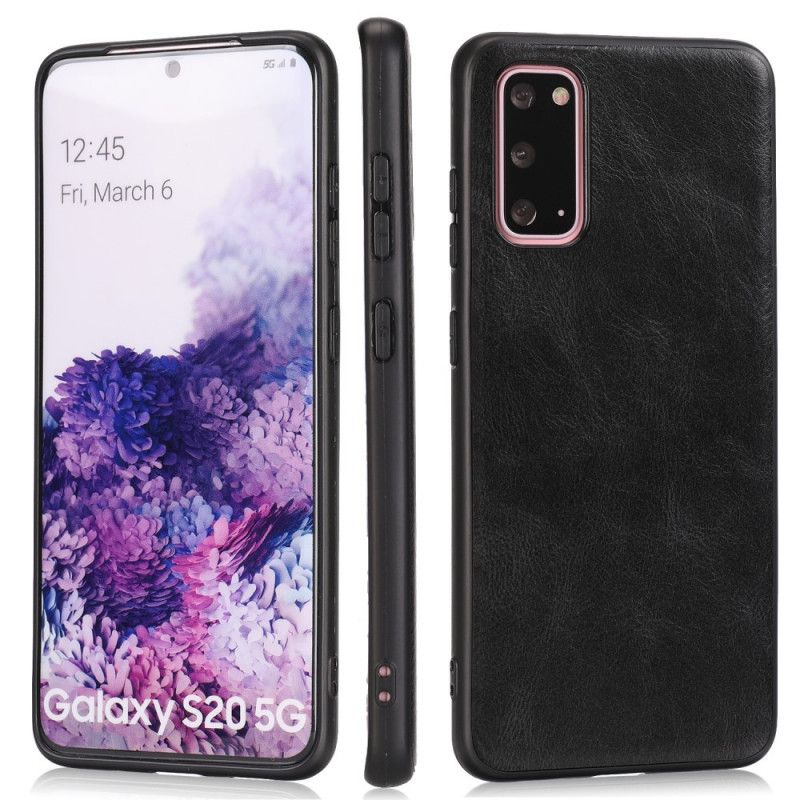 Hoesje Samsung Galaxy S20 Grijs Zwart Leerstijl