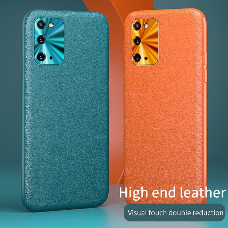 Hoesje Samsung Galaxy S20 Oranje Zwart Kleur Leerstijl