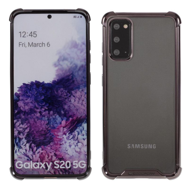 Hoesje Samsung Galaxy S20 Zilver Zwart Transparante Goospery Gekleurde Randen