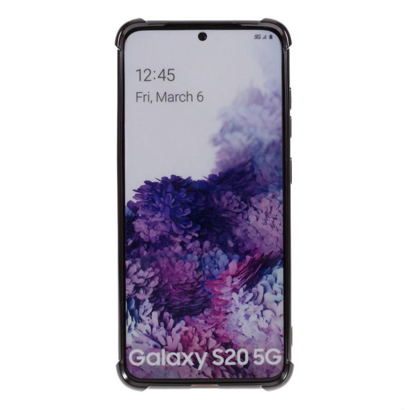 Hoesje Samsung Galaxy S20 Zilver Zwart Transparante Goospery Gekleurde Randen