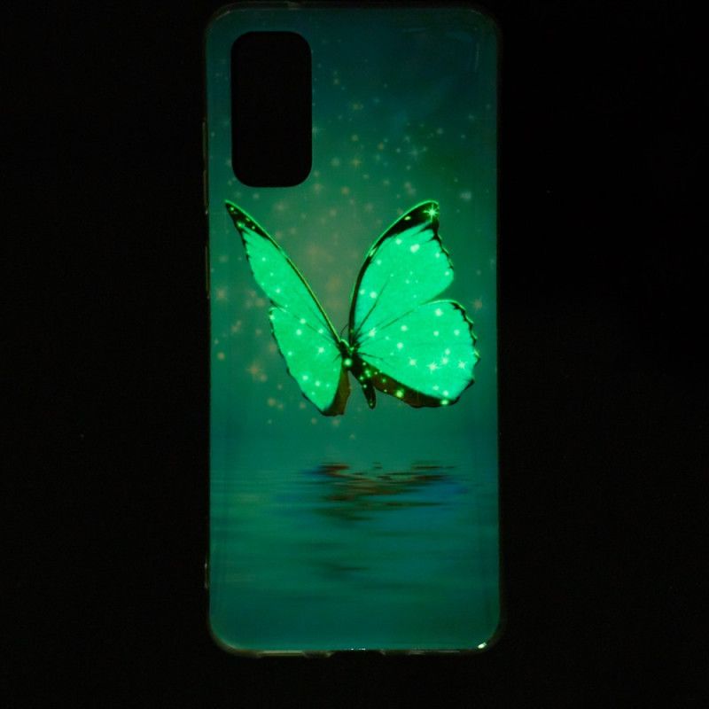 Hoesje voor Samsung Galaxy S20 Fluorescerende Blauwe Vlinder