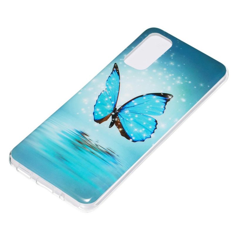 Hoesje voor Samsung Galaxy S20 Fluorescerende Blauwe Vlinder