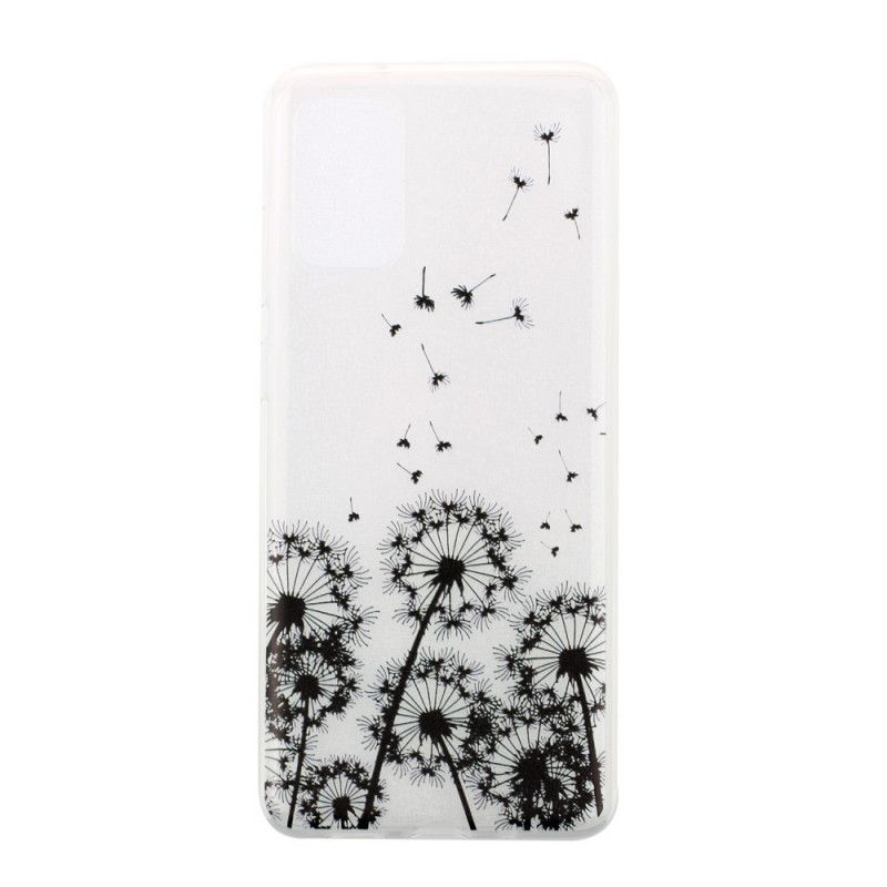 Hoesje voor Samsung Galaxy S20 Transparant Zwarte Paardenbloemen