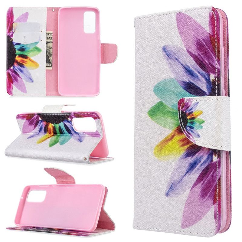 Leren Hoesje Samsung Galaxy S20 Aquarelbloem