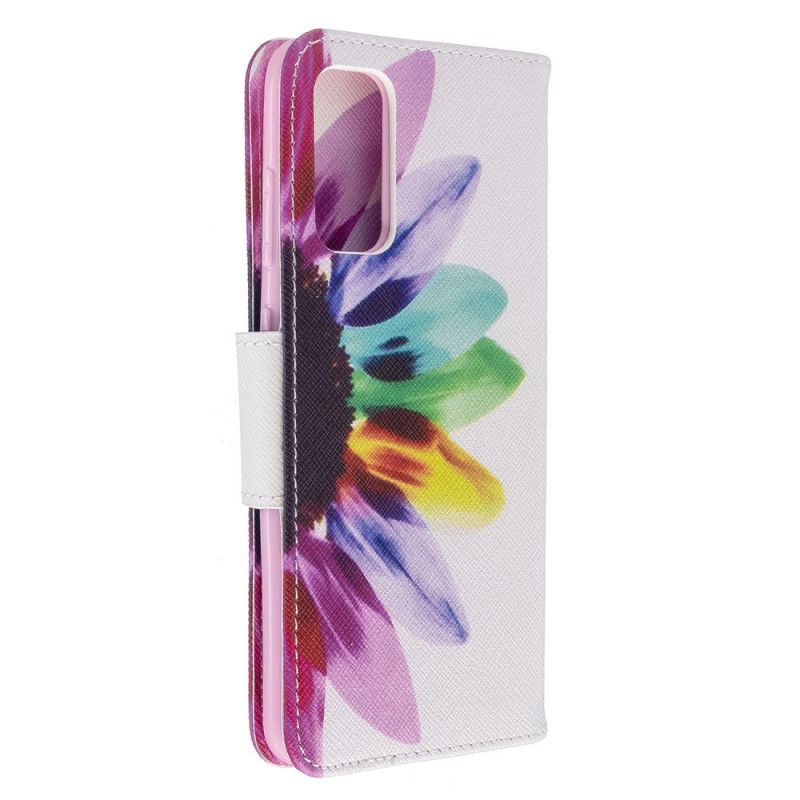 Leren Hoesje Samsung Galaxy S20 Aquarelbloem