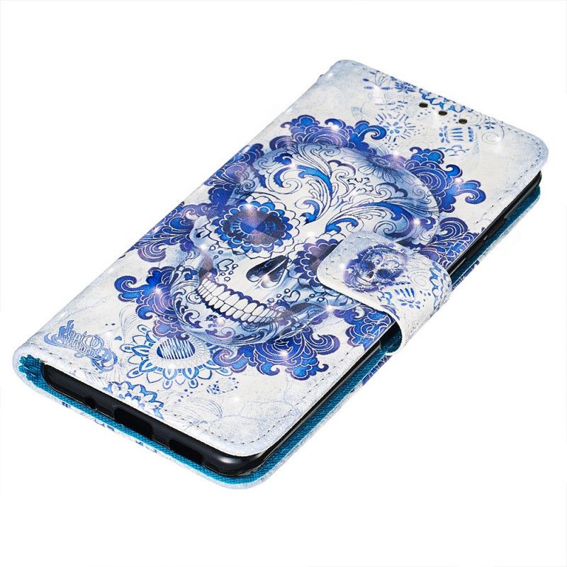 Leren Hoesje Samsung Galaxy S20 Blauwe Schedel
