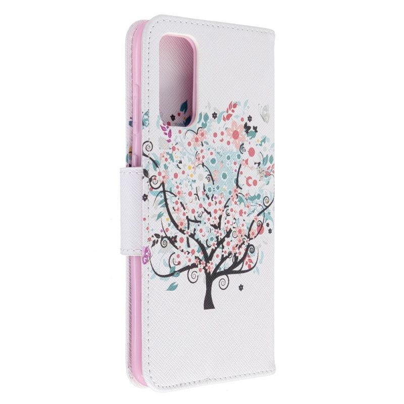 Leren Hoesje Samsung Galaxy S20 Bloemrijke Boom