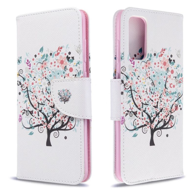 Leren Hoesje Samsung Galaxy S20 Bloemrijke Boom