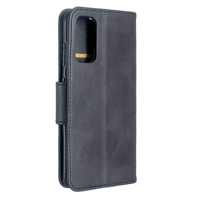 Leren Hoesje voor Samsung Galaxy S20 Grijs Zwart Gladde Schuine Klep