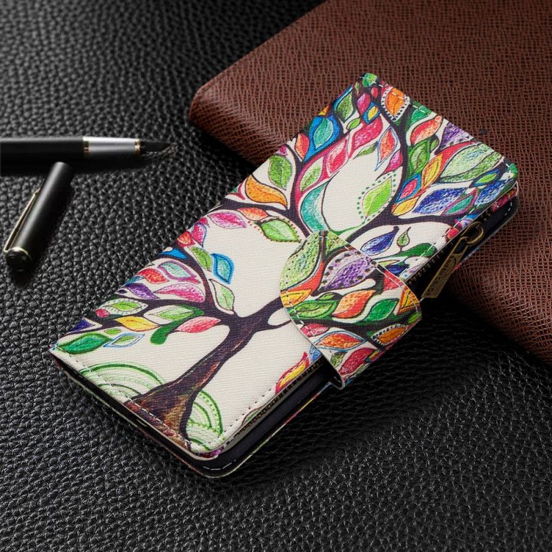 Leren Hoesje voor Samsung Galaxy S20 Lichtblauw Wit Boomzak Met Ritssluiting