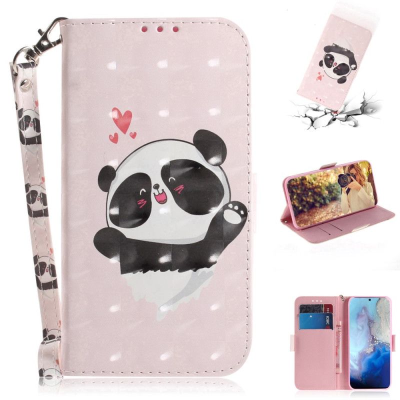 Leren Hoesje voor Samsung Galaxy S20 Panda Love Met String