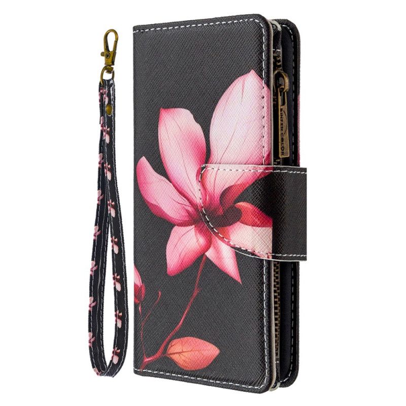 Leren Hoesje voor Samsung Galaxy S20 Wit Zwart Bloemenzak Met Ritssluiting