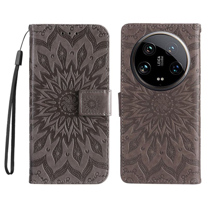 Flip Case Leren Xiaomi 14 Ultra Mandala Met Bandje