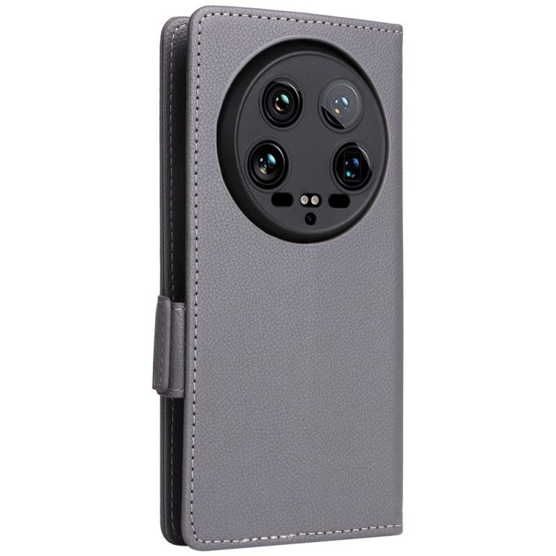 Leren Hoesje Xiaomi 14 Ultra Dubbele Riemsluiting Bescherming Hoesje