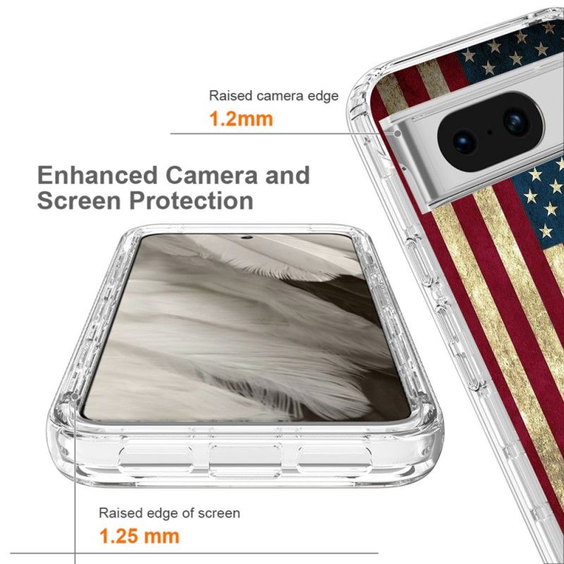 Hoesje Voor Google Pixel 8 Versterkte Amerikaanse Vlag