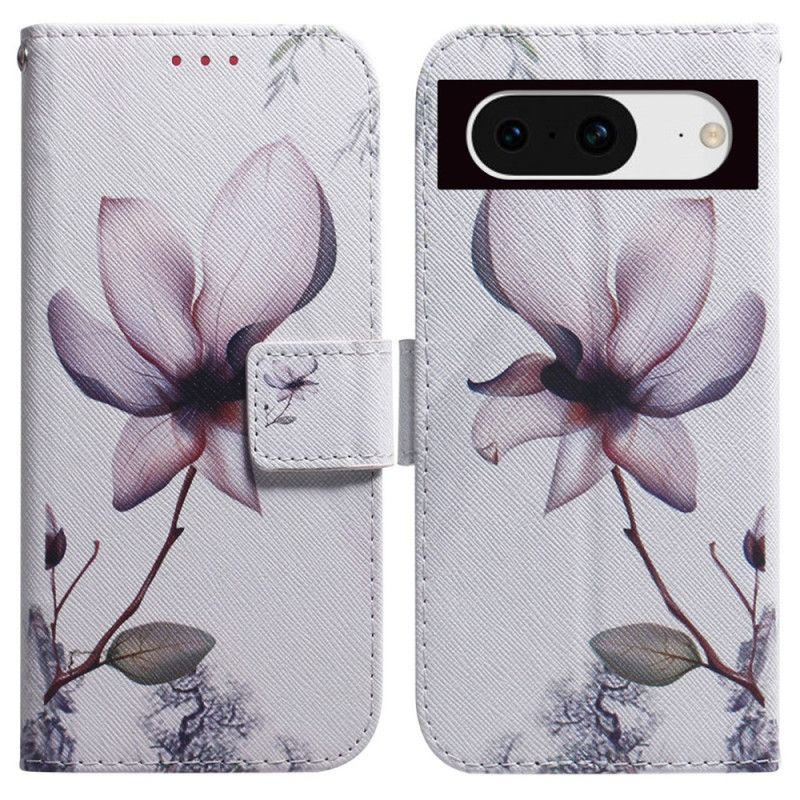 Leren Hoesje Google Pixel 8 Vintage Rozenbloem Bescherming Hoesje