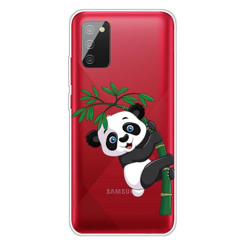 Case Hoesje Samsung Galaxy A02s Telefoonhoesje Transparante Panda Op Bamboe