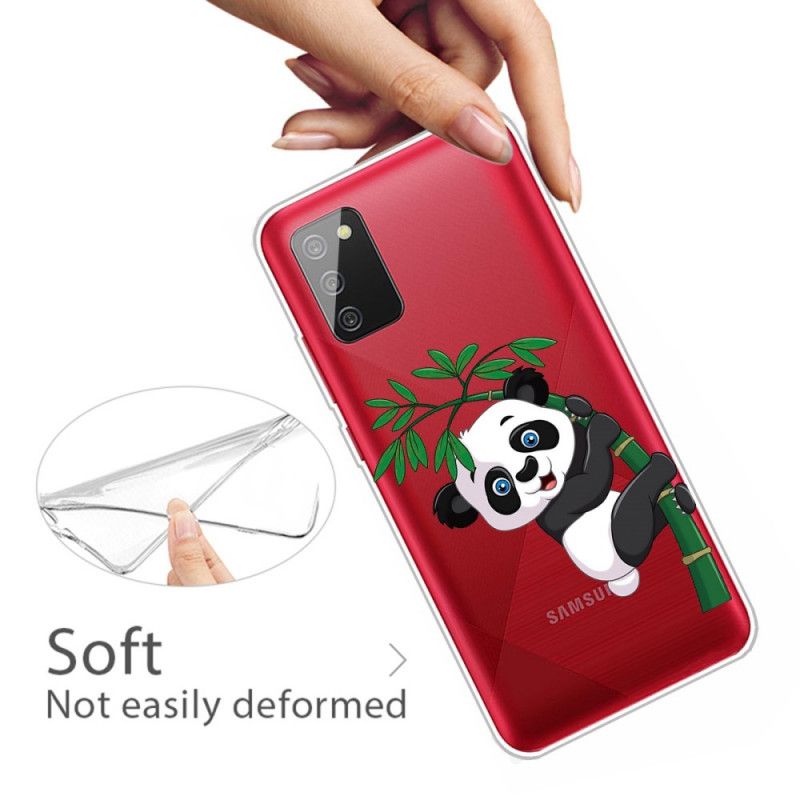Case Hoesje Samsung Galaxy A02s Telefoonhoesje Transparante Panda Op Bamboe