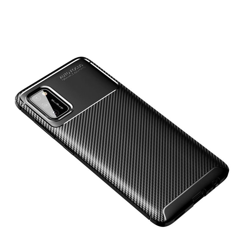 Cover Hoesje Samsung Galaxy A02s Donkerblauw Zwart Telefoonhoesje Flexibele Koolstofvezeltextuur