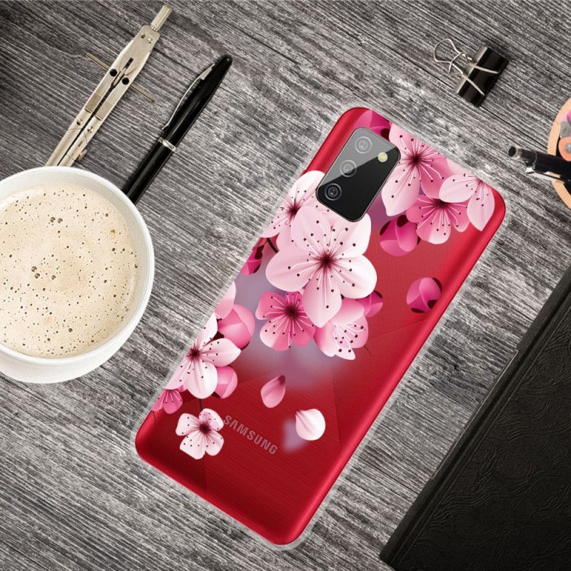 Cover Hoesje Samsung Galaxy A02s Telefoonhoesje Kleine Roze Bloemen