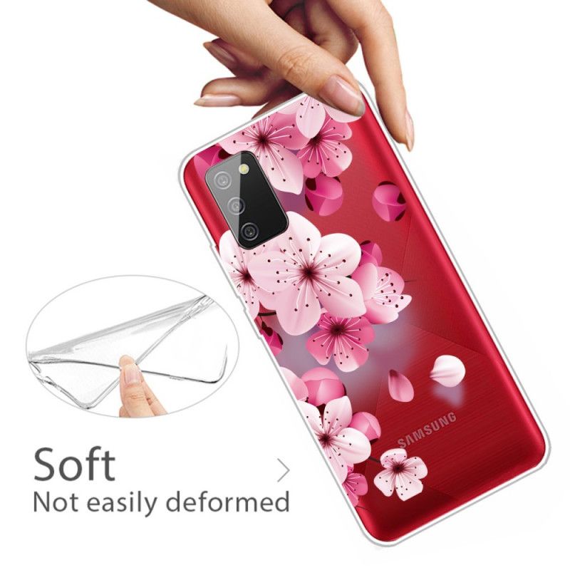 Cover Hoesje Samsung Galaxy A02s Telefoonhoesje Kleine Roze Bloemen