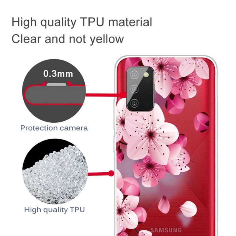 Cover Hoesje Samsung Galaxy A02s Telefoonhoesje Kleine Roze Bloemen