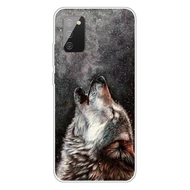 Hoesje Samsung Galaxy A02s Grijs Zwart Sublieme Wolf