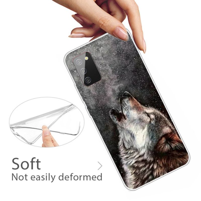 Hoesje Samsung Galaxy A02s Grijs Zwart Sublieme Wolf