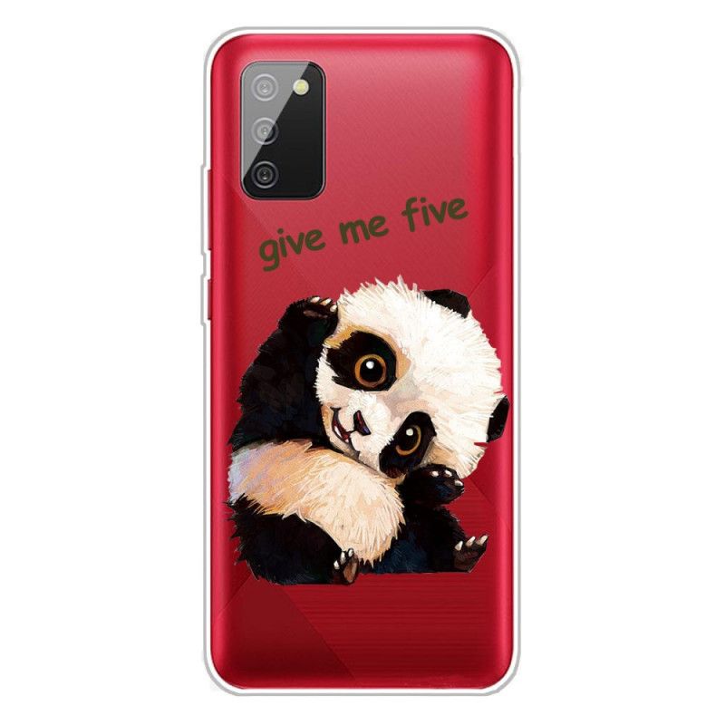 Hoesje Samsung Galaxy A02s Telefoonhoesje Doorzichtige Panda Geef Me Er Vijf