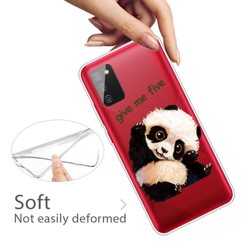 Hoesje Samsung Galaxy A02s Telefoonhoesje Doorzichtige Panda Geef Me Er Vijf