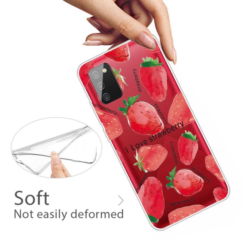 Hoesje voor Samsung Galaxy A02s Aardbeien / Ik Hou Van Aardbei