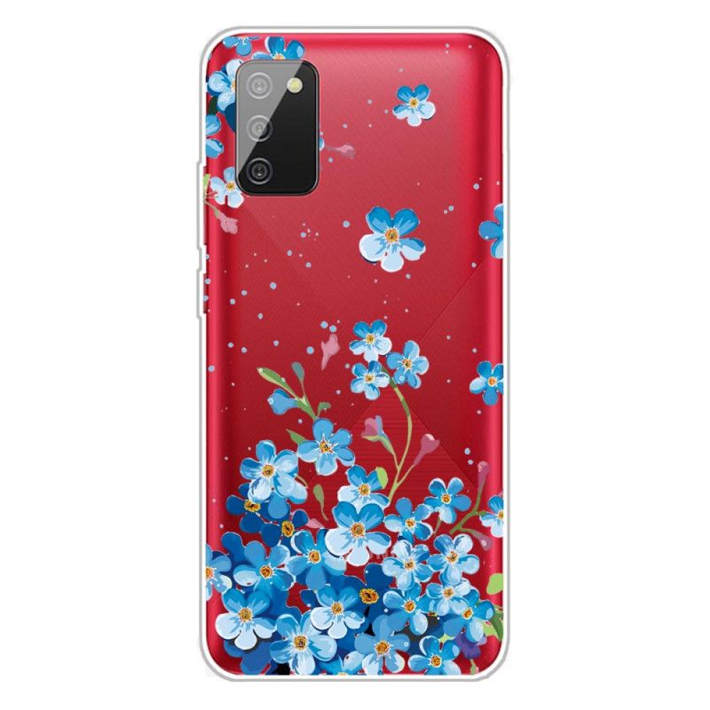 Hoesje voor Samsung Galaxy A02s Blauwe Bloemen