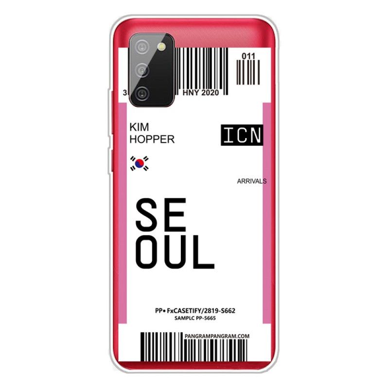 Hoesje voor Samsung Galaxy A02s Roze Magenta Instapkaart Naar Seoul