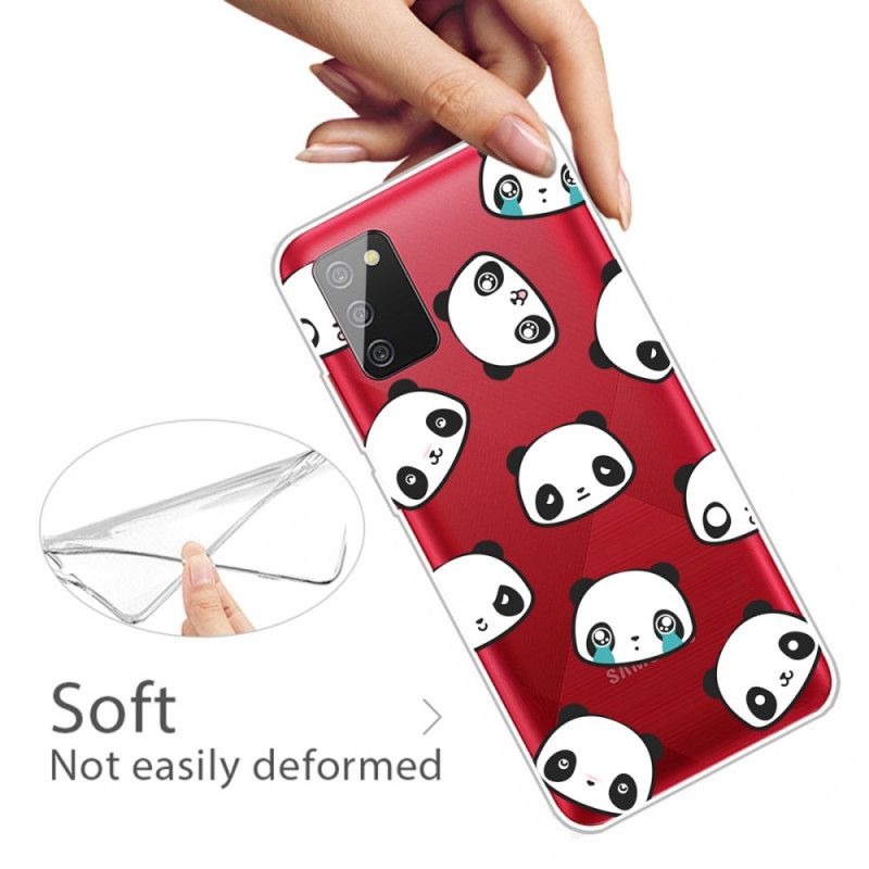 Hoesje voor Samsung Galaxy A02s Transparante Sentimentele Panda'S